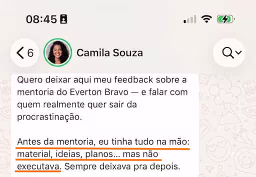 Depoimento da Camila Souza